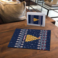 Meowy Catmas Puzzle with Orange Cats Christmas Tree and Snowflake Pattern Design - Wonder Print Shop