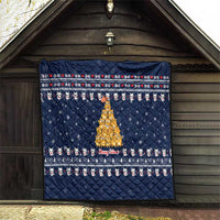 Meowy Catmas Quilt with Orange Cats Christmas Tree and Snowflake Pattern Design - Wonder Print Shop