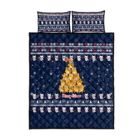 Meowy Catmas Quilt Bed Set with Orange Cats Christmas Tree and Snowflake Pattern Design - Wonder Print Shop