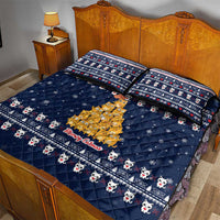 Meowy Catmas Quilt Bed Set with Orange Cats Christmas Tree and Snowflake Pattern Design - Wonder Print Shop