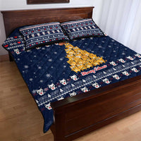 Meowy Catmas Quilt Bed Set with Orange Cats Christmas Tree and Snowflake Pattern Design - Wonder Print Shop