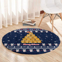 Meowy Catmas Round Carpet with Orange Cats Christmas Tree and Snowflake Pattern Design - Wonder Print Shop
