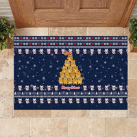 Meowy Catmas Rubber Doormat with Orange Cats Christmas Tree and Snowflake Pattern Design - Wonder Print Shop