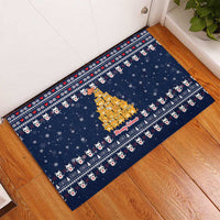Meowy Catmas Rubber Doormat with Orange Cats Christmas Tree and Snowflake Pattern Design - Wonder Print Shop