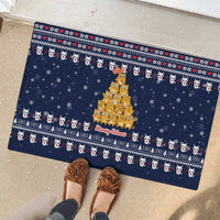 Meowy Catmas Rubber Doormat with Orange Cats Christmas Tree and Snowflake Pattern Design - Wonder Print Shop