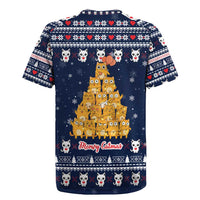 Meowy Catmas Rugby Jersey with Orange Cats Christmas Tree and Snowflake Pattern Design - Wonder Print Shop