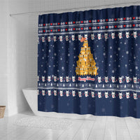 Meowy Catmas Shower Curtain with Orange Cats Christmas Tree and Snowflake Pattern Design - Wonder Print Shop