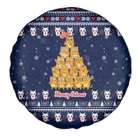 Meowy Catmas Spare Tire Cover with Orange Cats Christmas Tree and Snowflake Pattern Design - Wonder Print Shop
