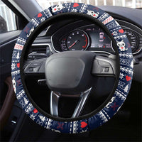 Meowy Catmas Steering Wheel Cover with Orange Cats Christmas Tree and Snowflake Pattern Design - Wonder Print Shop