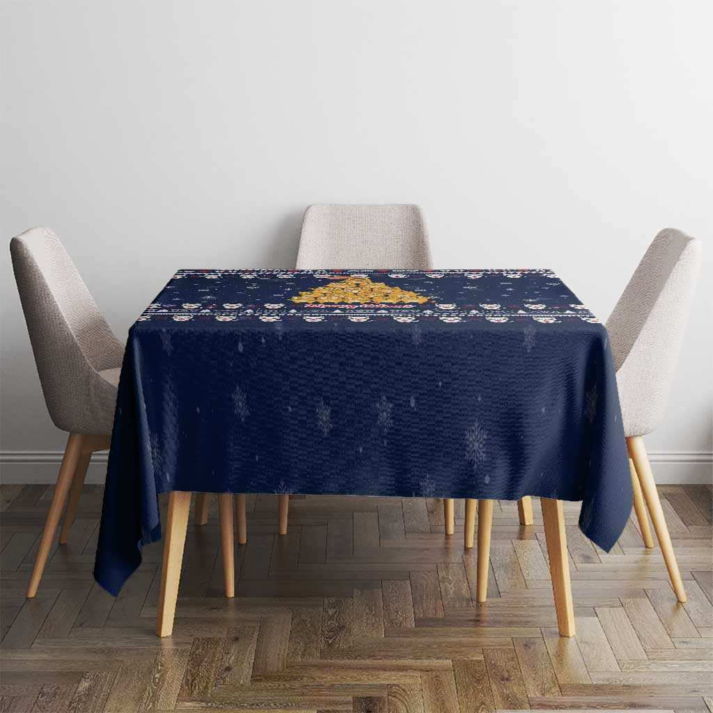 Meowy Catmas Tablecloth with Orange Cats Christmas Tree and Snowflake Pattern Design - Wonder Print Shop