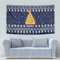 Meowy Catmas Tapestry with Orange Cats Christmas Tree and Snowflake Pattern Design - Wonder Print Shop