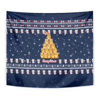 Meowy Catmas Tapestry with Orange Cats Christmas Tree and Snowflake Pattern Design - Wonder Print Shop