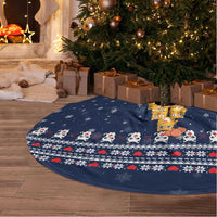 Meowy Catmas Tree Skirt with Orange Cats Christmas Tree and Snowflake Pattern Design - Wonder Print Shop