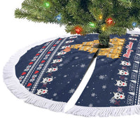 Meowy Catmas Tree Skirt with Orange Cats Christmas Tree and Snowflake Pattern Design - Wonder Print Shop