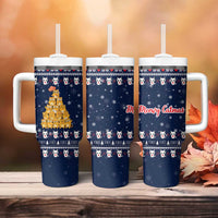 Meowy Catmas Tumbler With Handle with Orange Cats Christmas Tree and Snowflake Pattern Design - Wonder Print Shop