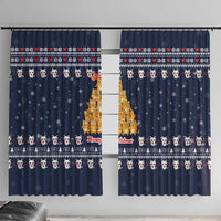 Meowy Catmas Window Curtain with Orange Cats Christmas Tree and Snowflake Pattern Design - Wonder Print Shop