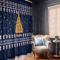 Meowy Catmas Window Curtain with Orange Cats Christmas Tree and Snowflake Pattern Design - Wonder Print Shop