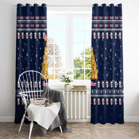 Meowy Catmas Window Curtain with Orange Cats Christmas Tree and Snowflake Pattern Design - Wonder Print Shop