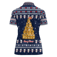 Meowy Catmas Women Polo Shirt with Orange Cats Christmas Tree and Snowflake Pattern Design - Wonder Print Shop