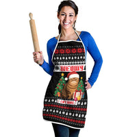 Meowy Catmas Apron with Tabby Cat Santa Hat and Christmas Tree Gift Pattern Design - Wonder Print Shop