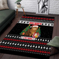 Meowy Catmas Area Rug with Tabby Cat Santa Hat and Christmas Tree Gift Pattern Design - Wonder Print Shop