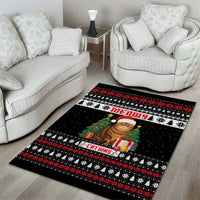 Meowy Catmas Area Rug with Tabby Cat Santa Hat and Christmas Tree Gift Pattern Design - Wonder Print Shop
