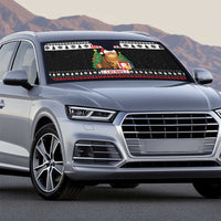 Meowy Catmas Auto Sun Shade with Tabby Cat Santa Hat and Christmas Tree Gift Pattern Design - Wonder Print Shop