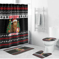 Meowy Catmas Bathroom Set with Tabby Cat Santa Hat and Christmas Tree Gift Pattern Design - Wonder Print Shop