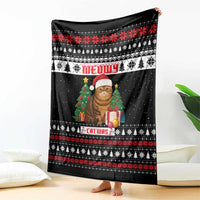 Meowy Catmas Blanket with Tabby Cat Santa Hat and Christmas Tree Gift Pattern Design - Wonder Print Shop