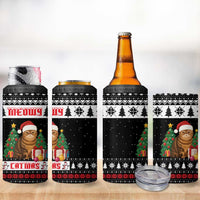 Meowy Catmas 4 in 1 Can Cooler Tumbler with Tabby Cat Santa Hat and Christmas Tree Gift Pattern Design - Wonder Print Shop