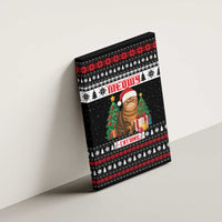 Meowy Catmas Canvas Wall Art with Tabby Cat Santa Hat and Christmas Tree Gift Pattern Design - Wonder Print Shop