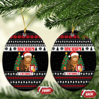 Meowy Catmas Ceramic Ornament with Tabby Cat Santa Hat and Christmas Tree Gift Pattern Design - Wonder Print Shop