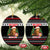 Meowy Catmas Ceramic Ornament with Tabby Cat Santa Hat and Christmas Tree Gift Pattern Design - Wonder Print Shop