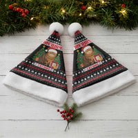 Meowy Catmas Christmas Santa Hat with Tabby Cat Santa Hat and Christmas Tree Gift Pattern Design - Wonder Print Shop