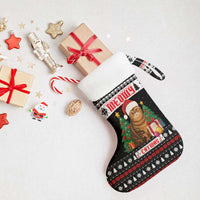 Meowy Catmas Christmas Stocking with Tabby Cat Santa Hat and Christmas Tree Gift Pattern Design - Wonder Print Shop