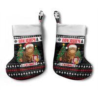 Meowy Catmas Christmas Stocking with Tabby Cat Santa Hat and Christmas Tree Gift Pattern Design - Wonder Print Shop