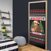 Meowy Catmas Door Cover with Tabby Cat Santa Hat and Christmas Tree Gift Pattern Design - Wonder Print Shop