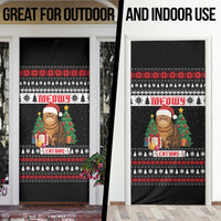 Meowy Catmas Door Cover with Tabby Cat Santa Hat and Christmas Tree Gift Pattern Design - Wonder Print Shop