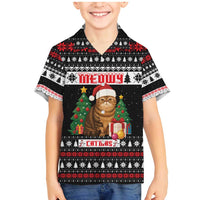 Meowy Catmas Family Matching Mermaid Dress and Hawaiian Shirt with Tabby Cat Santa Hat and Christmas Tree Gift Pattern Design - Wonder Print Shop