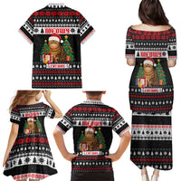 Meowy Catmas Family Matching Puletasi and Hawaiian Shirt with Tabby Cat Santa Hat and Christmas Tree Gift Pattern Design - Wonder Print Shop