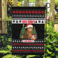 Meowy Catmas Garden Flag with Tabby Cat Santa Hat and Christmas Tree Gift Pattern Design - Wonder Print Shop