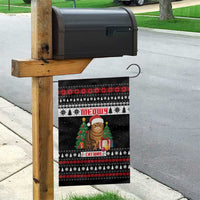 Meowy Catmas Garden Flag with Tabby Cat Santa Hat and Christmas Tree Gift Pattern Design - Wonder Print Shop