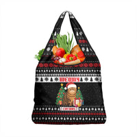 Meowy Catmas Grocery Bag with Tabby Cat Santa Hat and Christmas Tree Gift Pattern Design - Wonder Print Shop