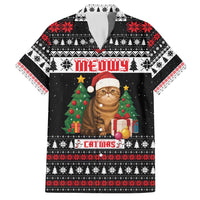 Meowy Catmas Hawaiian Shirt with Tabby Cat Santa Hat and Christmas Tree Gift Pattern Design - Wonder Print Shop
