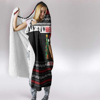 Meowy Catmas Hooded Blanket with Tabby Cat Santa Hat and Christmas Tree Gift Pattern Design - Wonder Print Shop