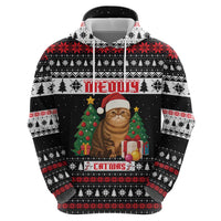 Meowy Catmas Hoodie with Tabby Cat Santa Hat and Christmas Tree Gift Pattern Design - Wonder Print Shop