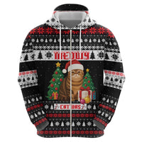 Meowy Catmas Hoodie with Tabby Cat Santa Hat and Christmas Tree Gift Pattern Design - Wonder Print Shop