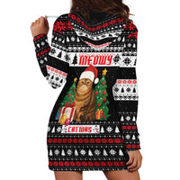 Meowy Catmas Hoodie Dress with Tabby Cat Santa Hat and Christmas Tree Gift Pattern Design - Wonder Print Shop