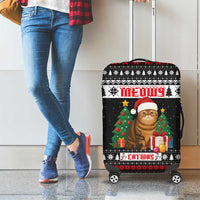 Meowy Catmas Luggage Cover with Tabby Cat Santa Hat and Christmas Tree Gift Pattern Design - Wonder Print Shop