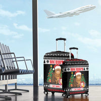 Meowy Catmas Luggage Cover with Tabby Cat Santa Hat and Christmas Tree Gift Pattern Design - Wonder Print Shop
